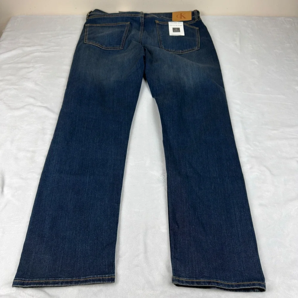 Calvin Klein Jeans Mens 38x32 (40 waist) Slim Straight Stretch Dark Blue New